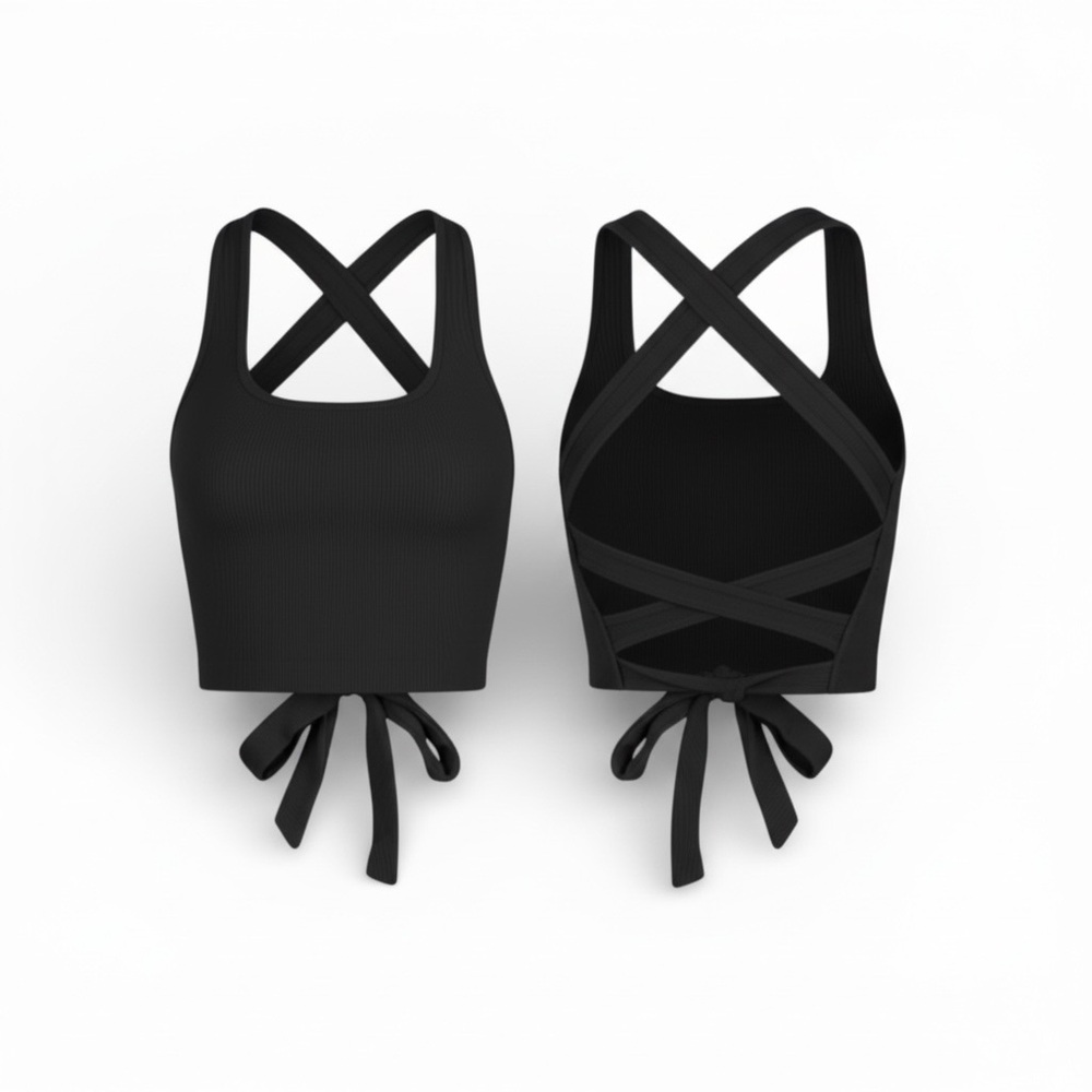 Boutique Black Strappy Back Top One Size Fits Sizes S, M, and L NWT